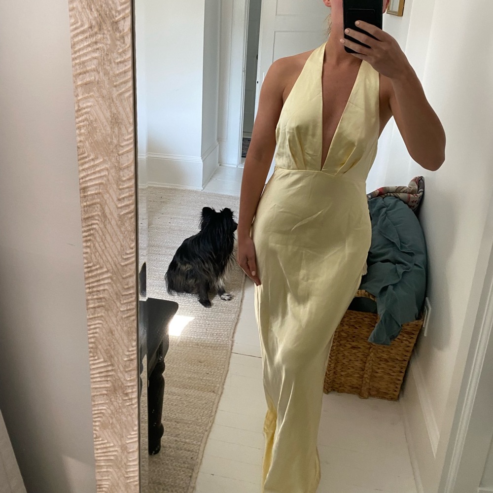 GORGEOUS yellow satin maxi